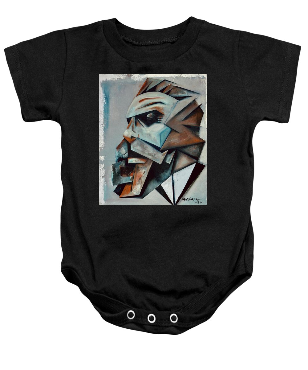 Karl Marx Baby Onesie featuring the painting Coadunation / Marx by Martel Chapman