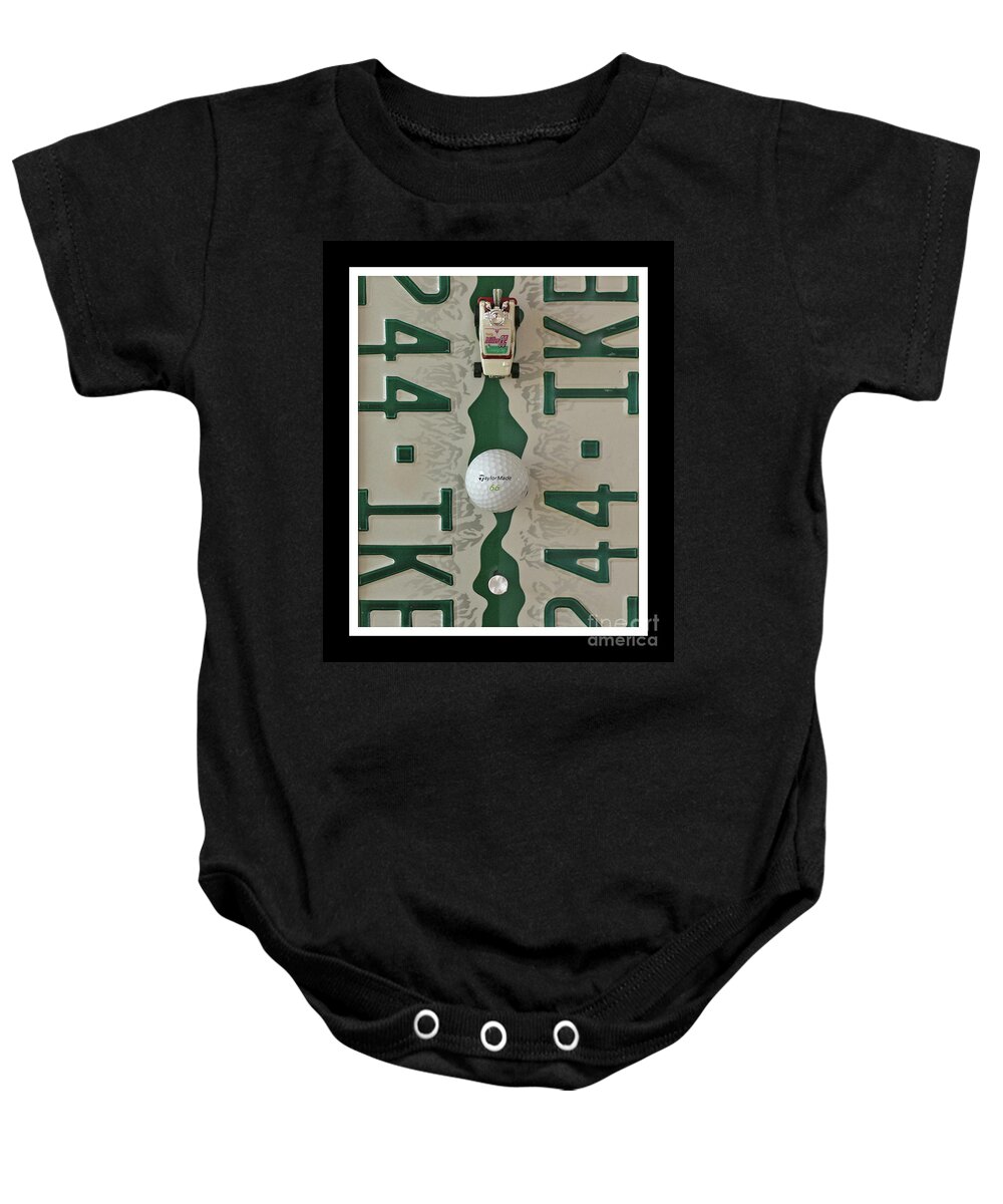 Colorado Baby Onesie featuring the mixed media Colorado Golf Print - Recycled License Plate and Golf Art by Steven Shaver