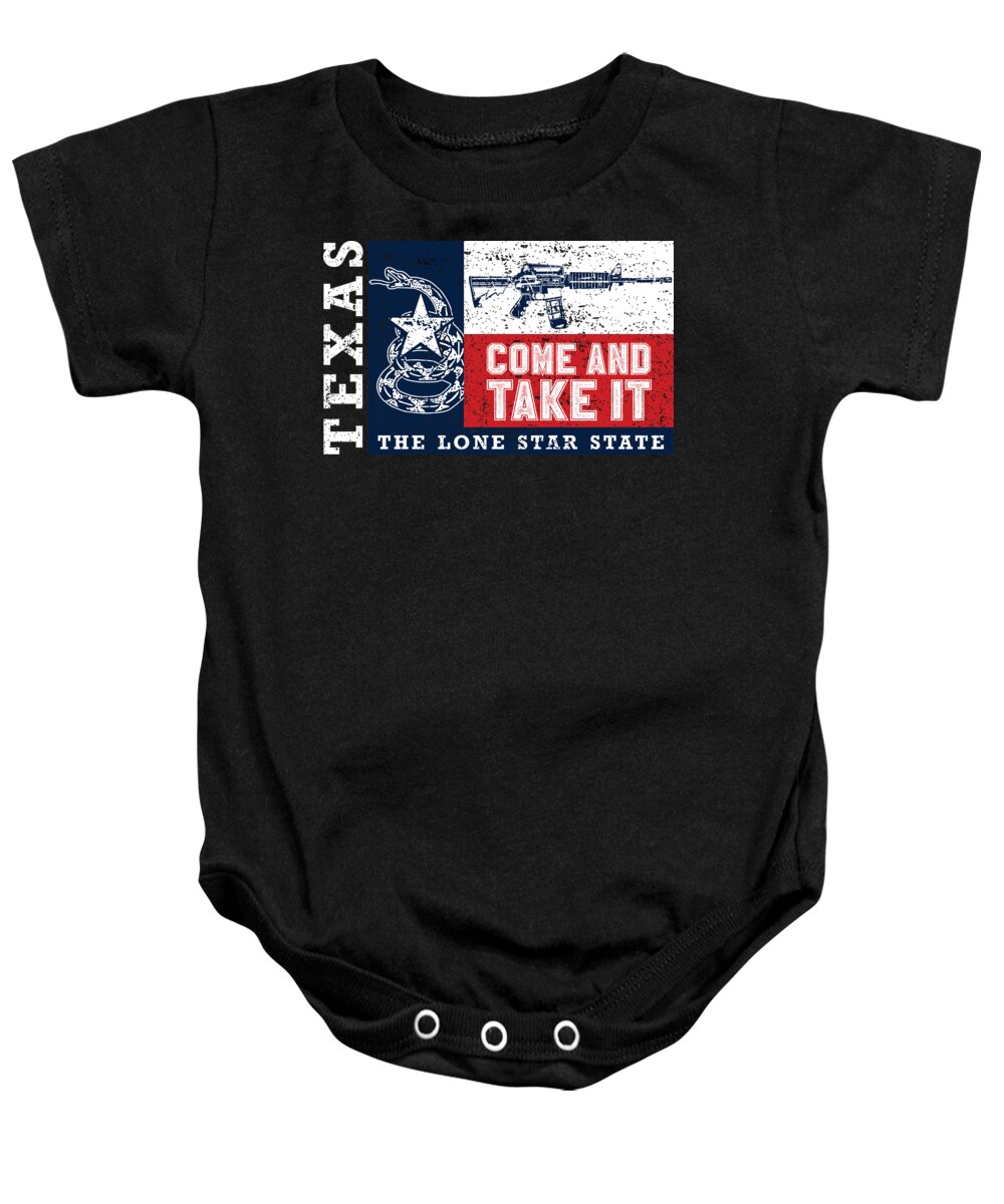 Military Baby Onesie featuring the digital art Come And Take It Texas The Lone Star State by Jacob Zelazny