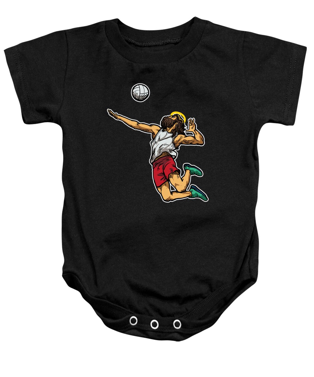 Jesus Baby Onesie featuring the digital art Cool Jesus Volleyball Gift Idea by J M