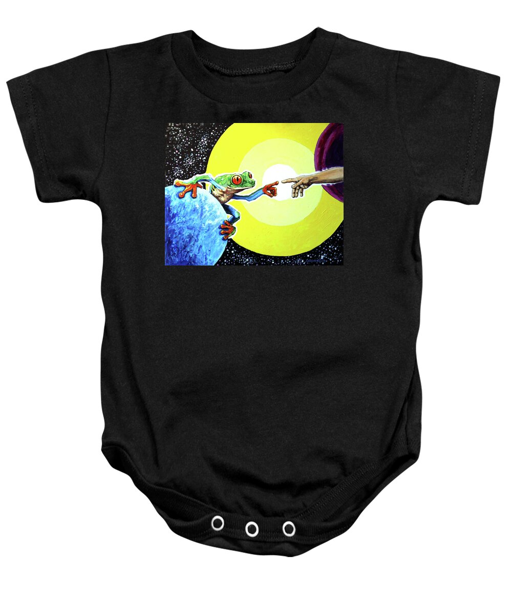 Frog Baby Onesie featuring the painting Creation of Froggy by John Lautermilch
