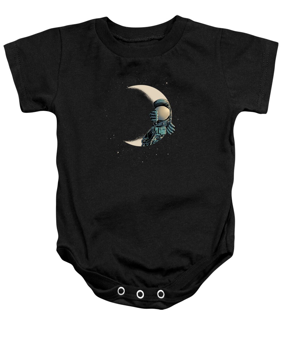 Crescent Moon Baby Onesie featuring the digital art Crescent Moon by Digital Carbine