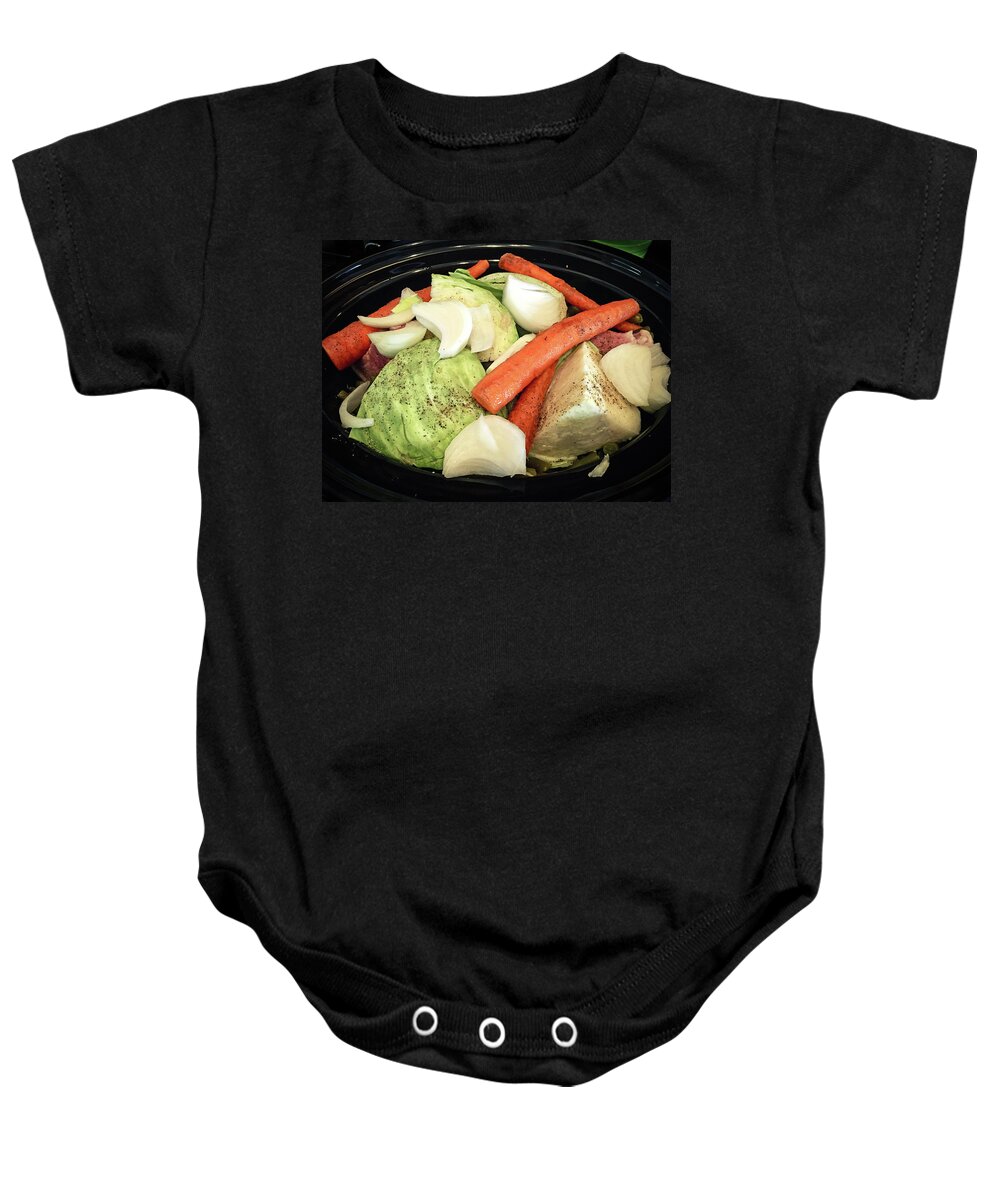 Crockpot Baby Onesie featuring the photograph Crockpot Goodies by Bill Swartwout