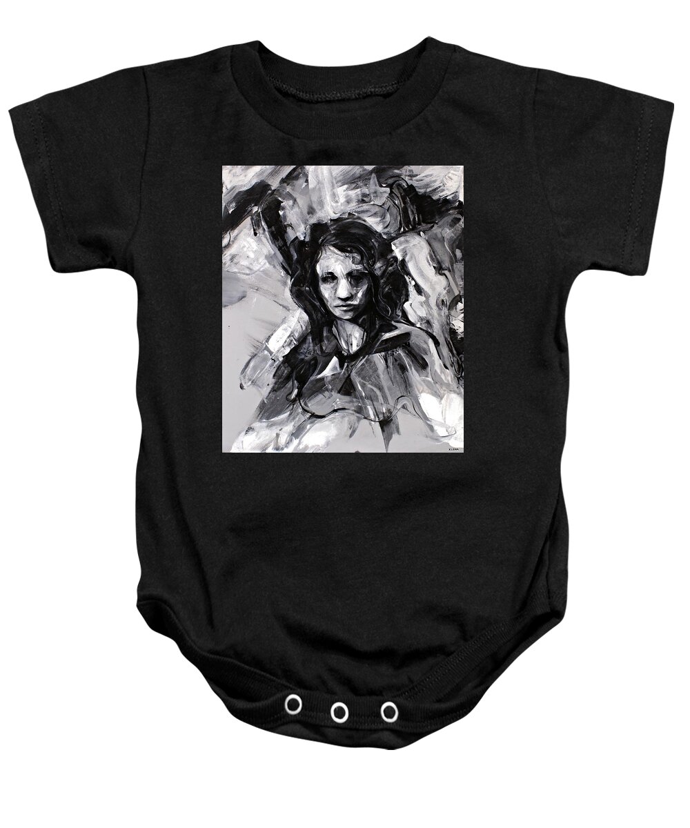 Crying Baby Onesie featuring the painting Crying in the Dark by Jeff Klena