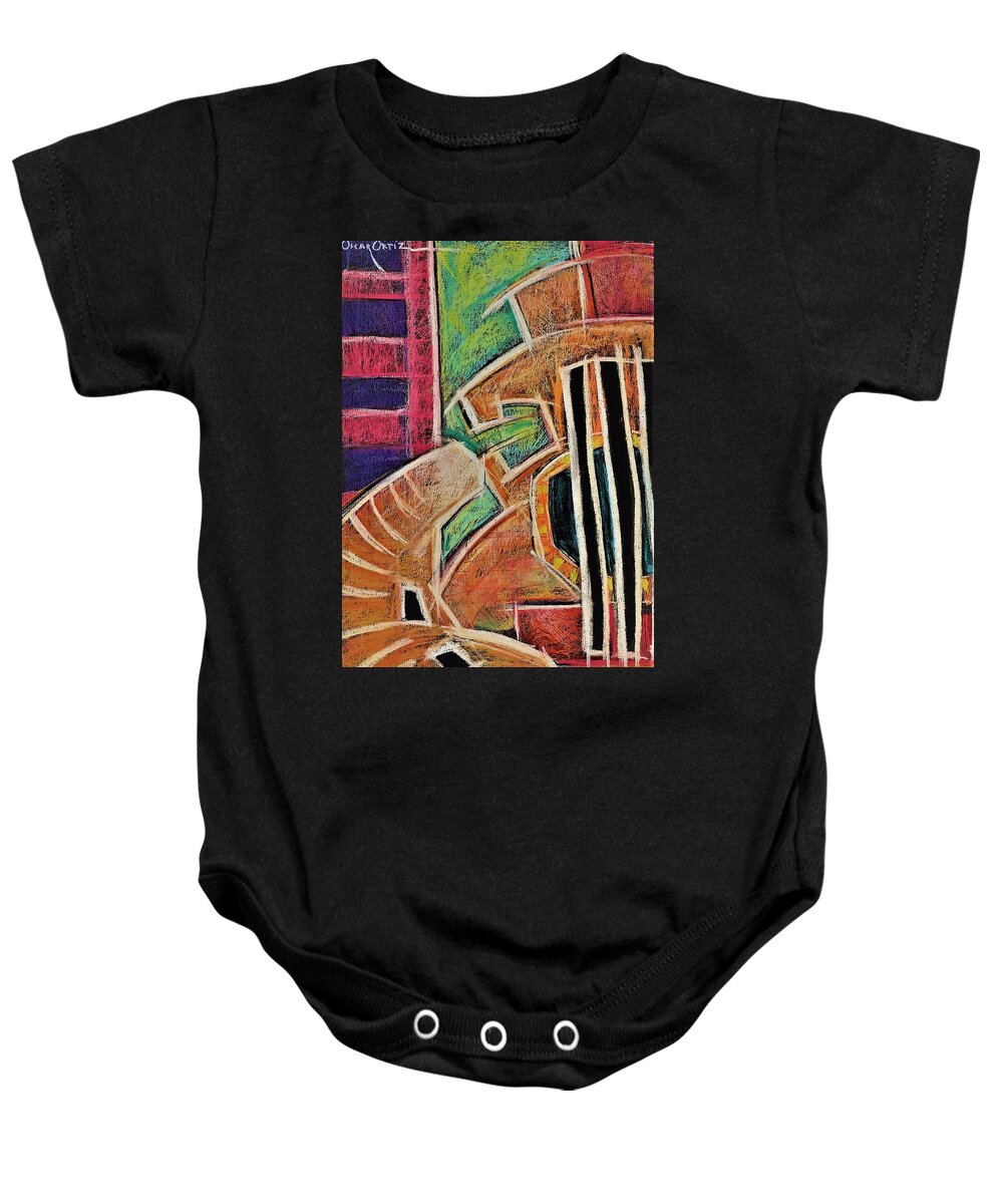 Cuatro Baby Onesie featuring the painting Lo nuestro/Our thing by Oscar Ortiz