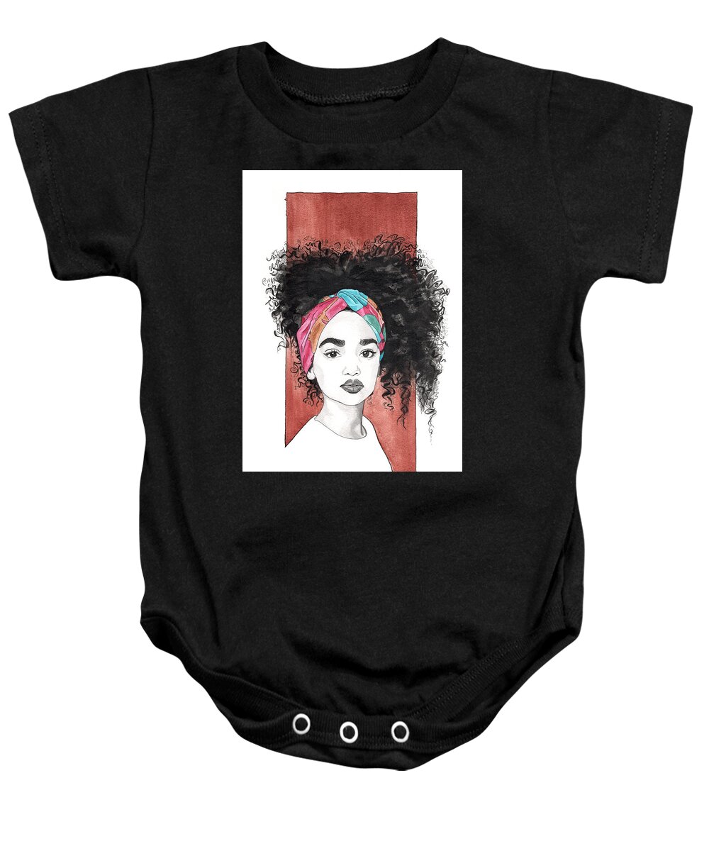 Portrait Baby Onesie featuring the painting Curl Cascade by Tiffany DiGiacomo
