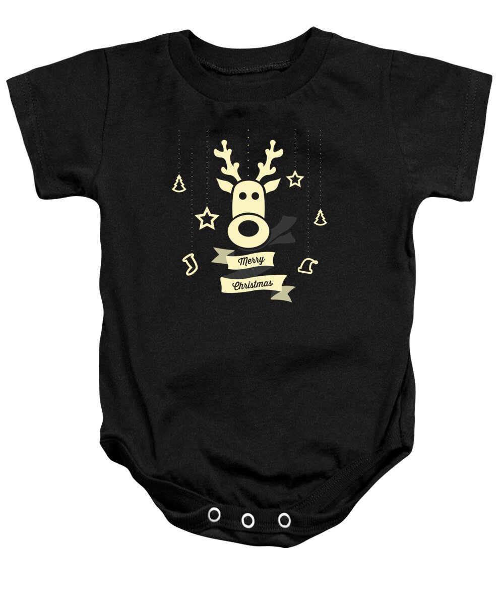 Cute Baby Onesie featuring the digital art Cute Reindeer Shirt by Flippin Sweet Gear