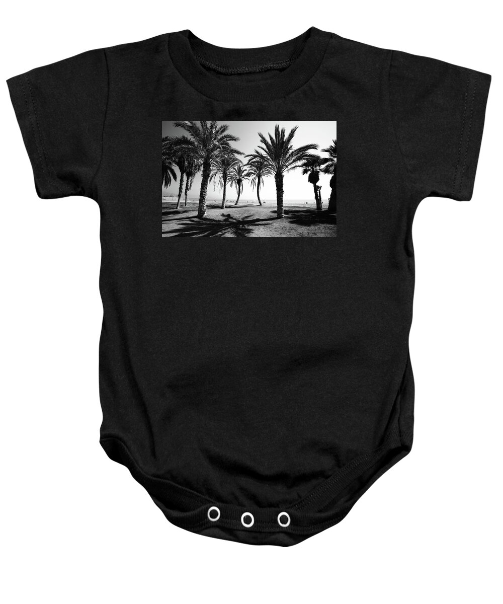 Palm Trees Baby Onesie featuring the photograph Dancing Palms by Gary Browne