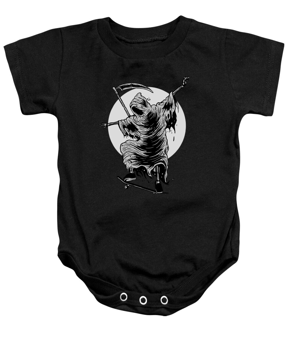 Death Baby Onesie featuring the digital art Death Skater by Long Shot