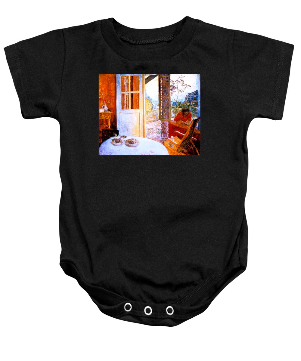 Bonnard Baby Onesie featuring the painting Dining Room in the Country 1913 by Pierre Bonnard