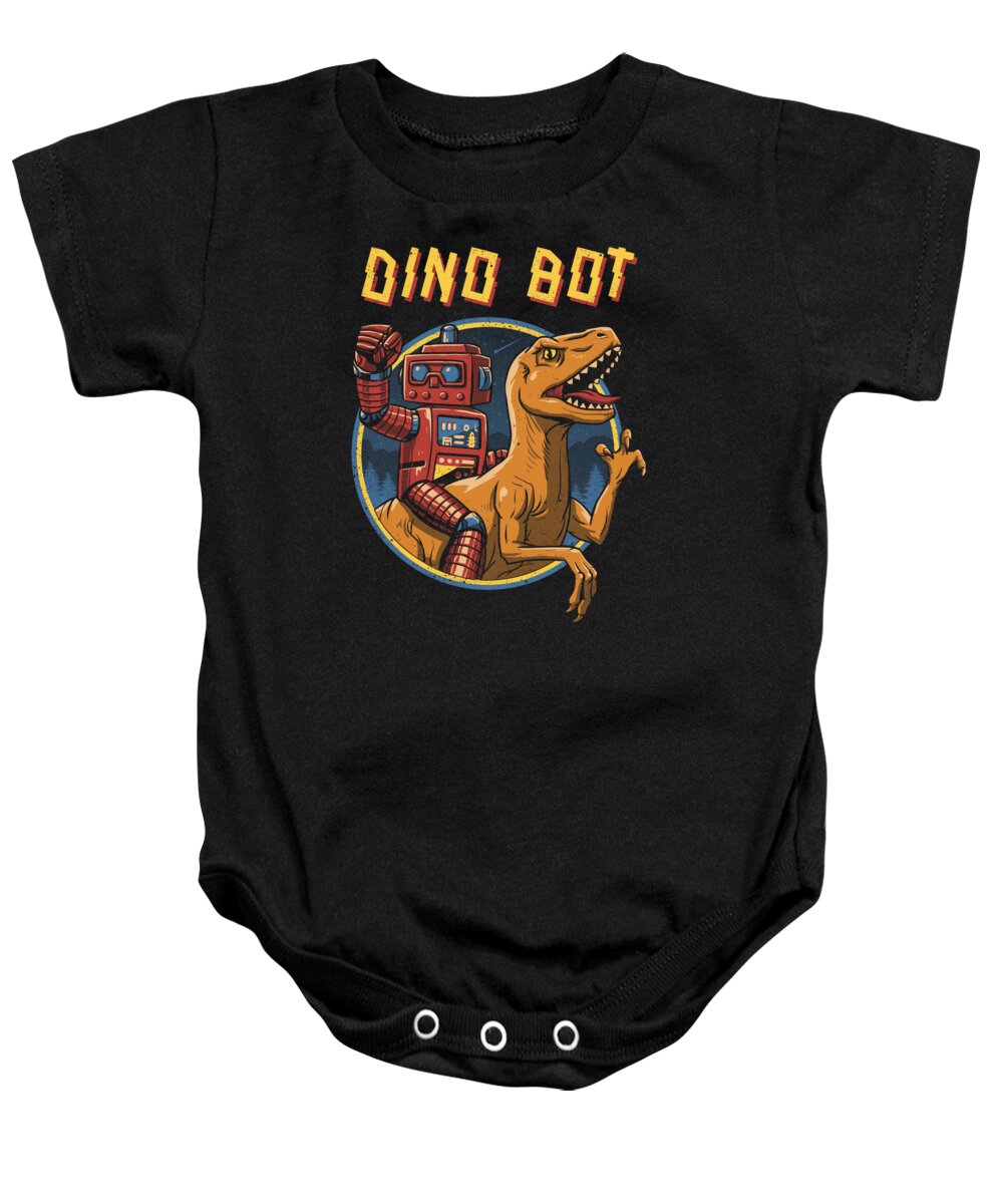 Dinosaurs Baby Onesie featuring the digital art Dino Bot by Vincent Trinidad
