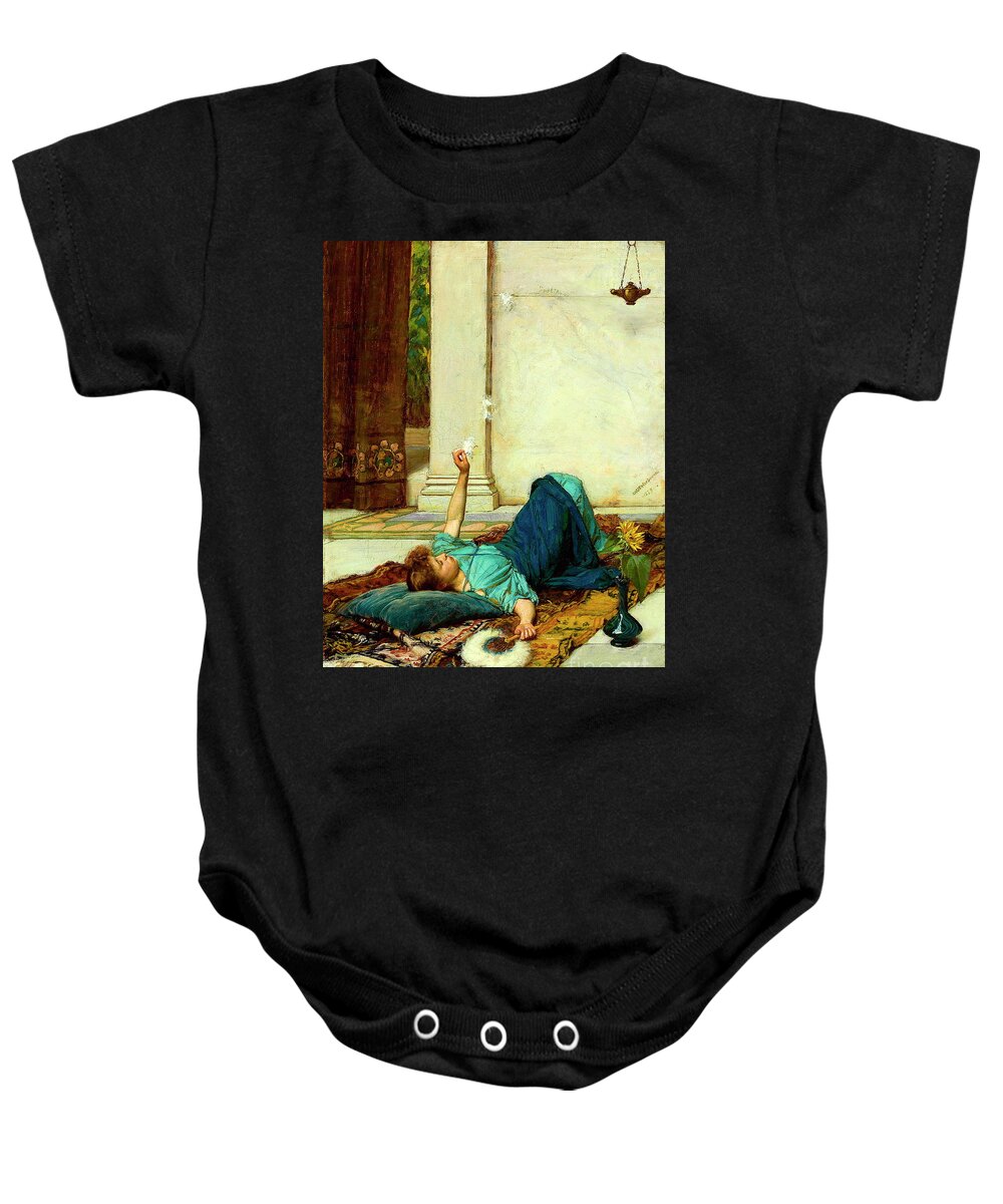 Dolce Far Niente Baby Onesie featuring the painting Dolce Far Niente by John William Waterhouse
