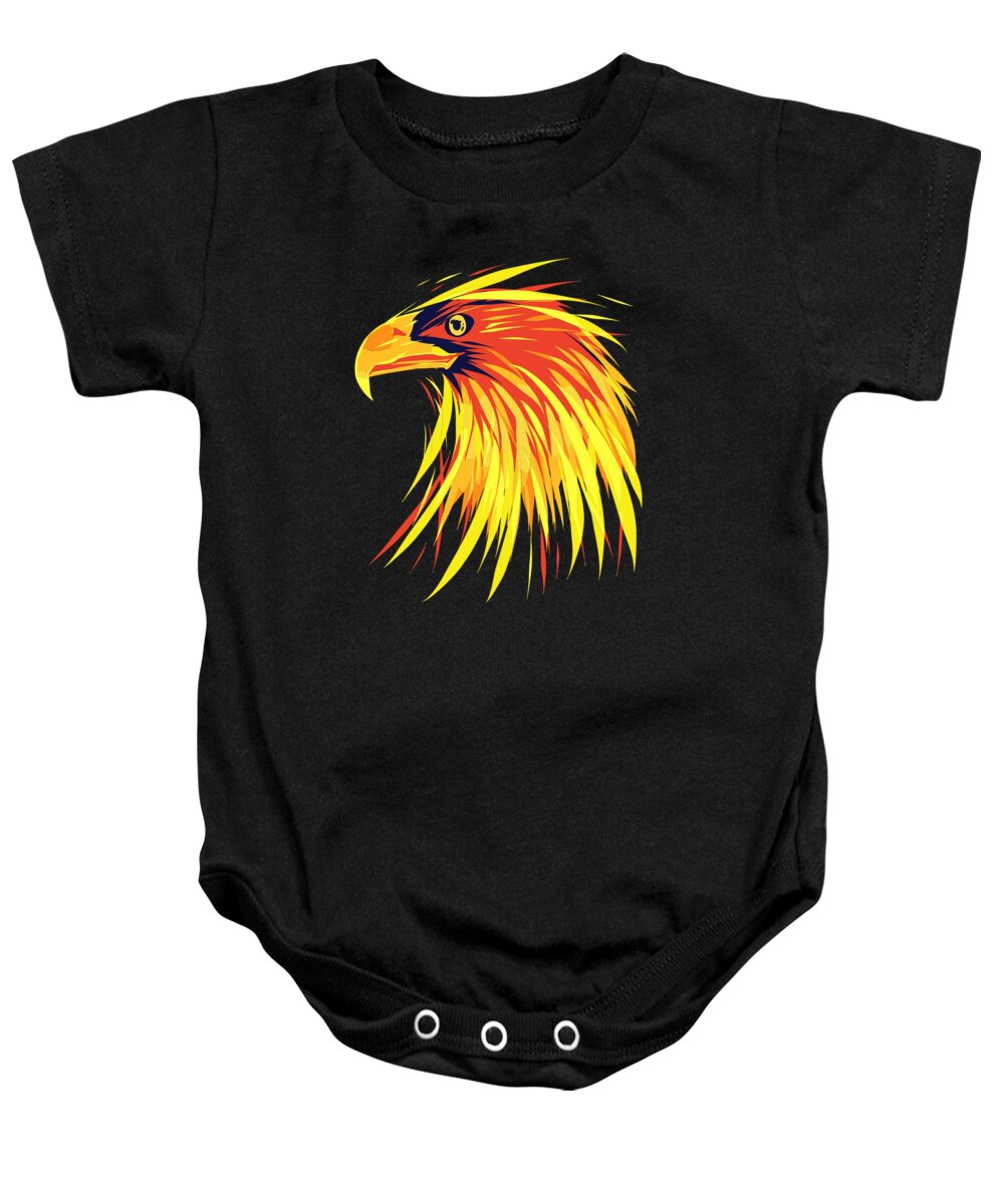 Eagle Baby Onesie featuring the digital art Eagle of Fire by Mister Tee