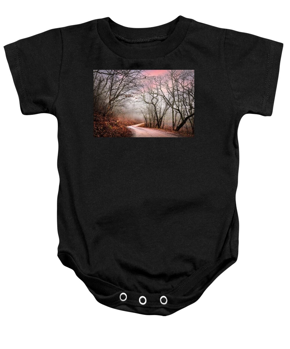 Andrews Baby Onesie featuring the photograph Early Winter Light in the Trees by Debra and Dave Vanderlaan