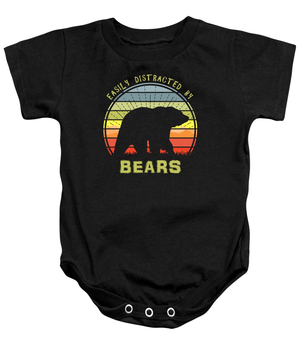 Easily Baby Onesie featuring the digital art Easily Distracted By Bears Sunset by Megan Miller