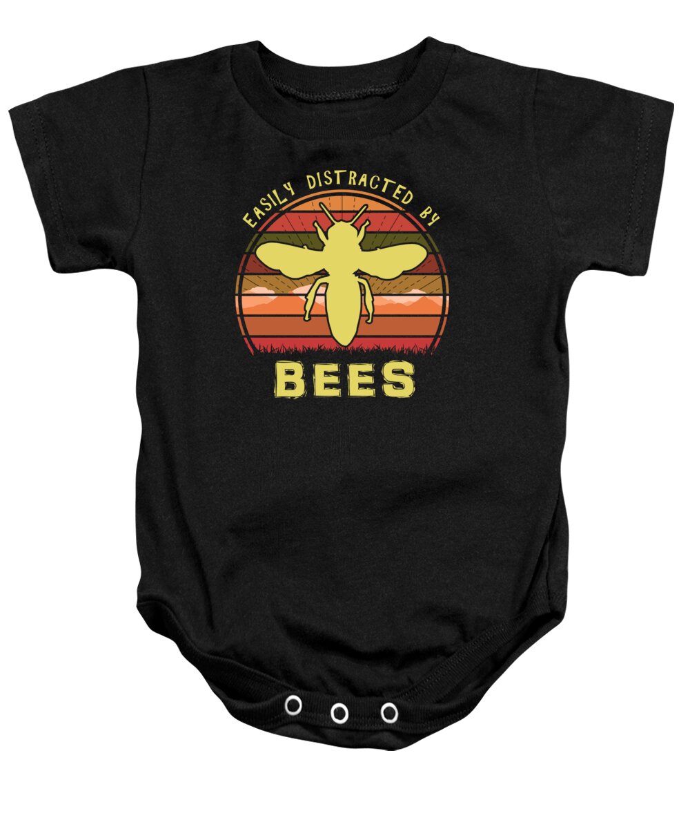 Easily Baby Onesie featuring the digital art Easily Distracted By Bees by Megan Miller