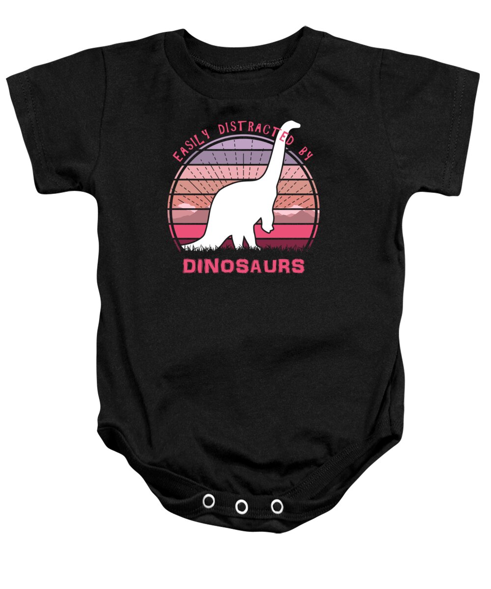 Easily Baby Onesie featuring the digital art Easily Distracted By Brachiosaurus Dinosaurs by Megan Miller