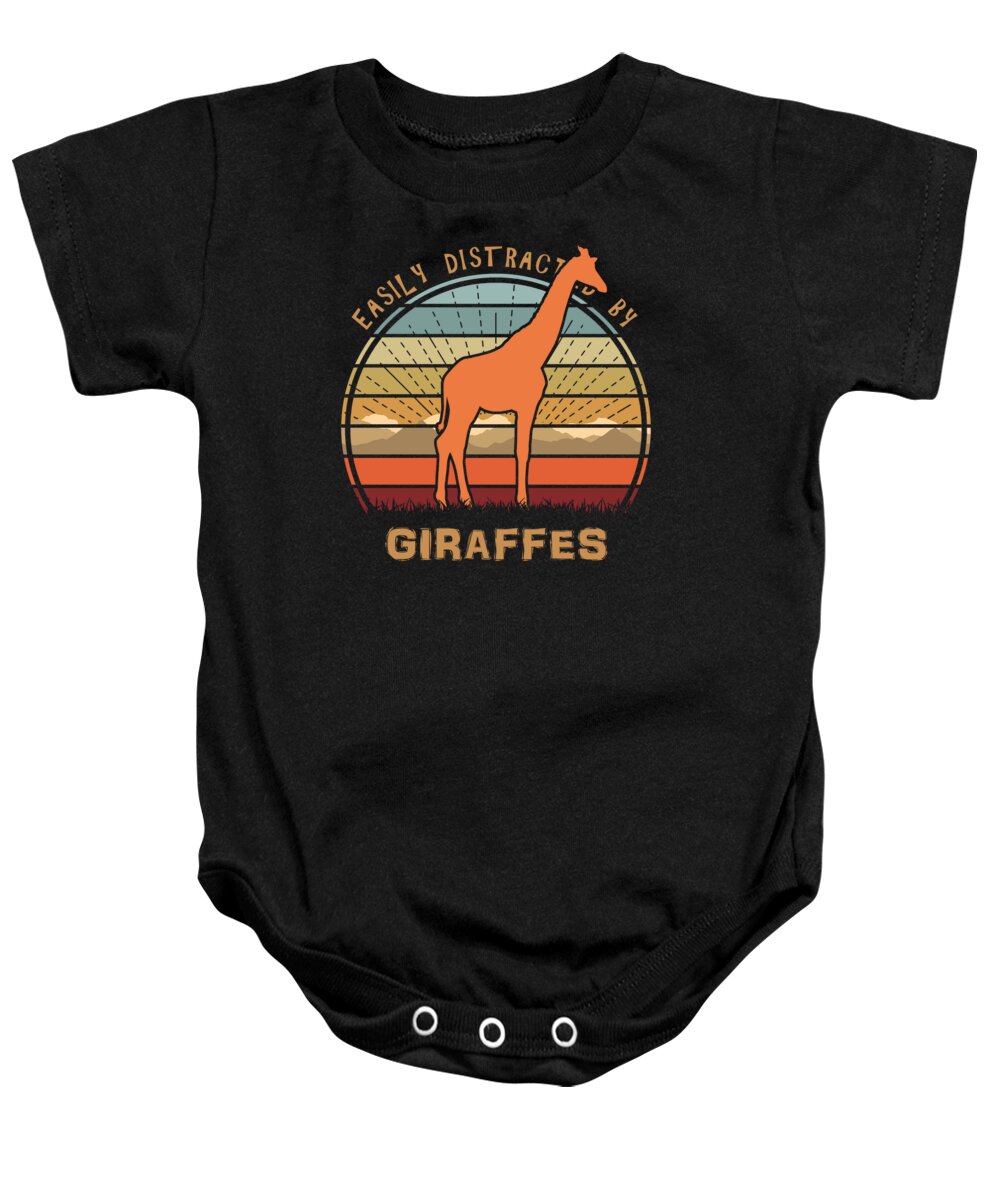 Easily Baby Onesie featuring the digital art Easily Distracted By Giraffes by Megan Miller