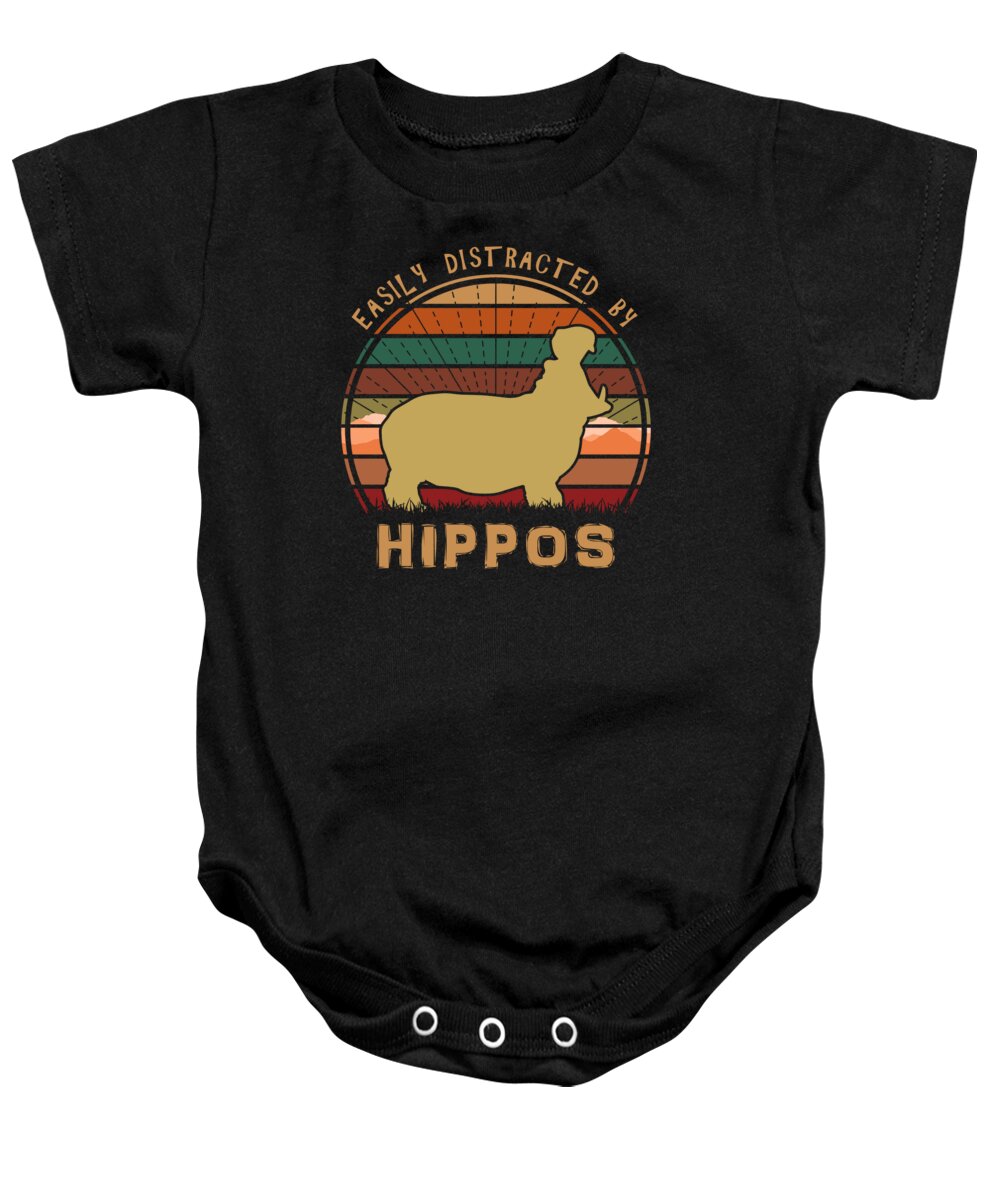 Easily Baby Onesie featuring the digital art Easily Distracted By Hippos by Megan Miller
