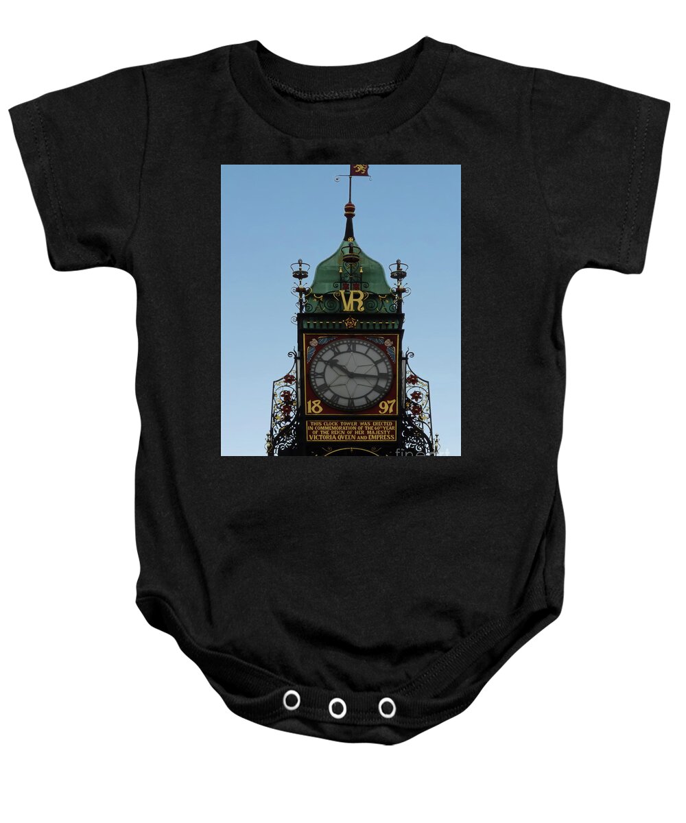 Eastgate Clock Baby Onesie featuring the photograph Eastgate Clock, in Chester, Cheshire, England, by Pics By Tony