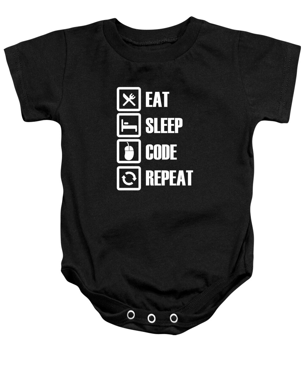Eat Sleep Repeat Baby Onesie featuring the digital art Eat Sleep Code Repeat by Jacob Zelazny
