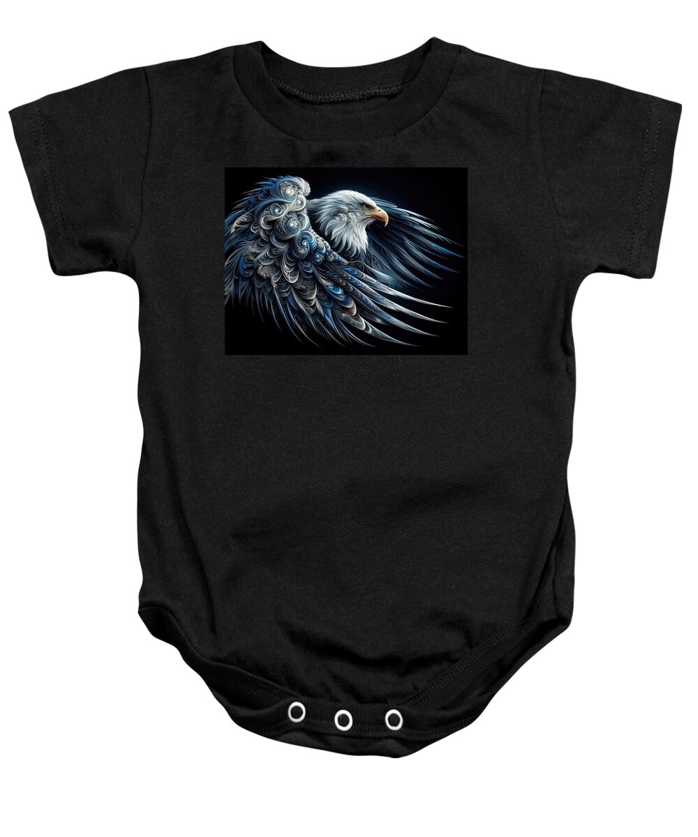 Eagle Baby Onesie featuring the digital art Echoes of the Eagle by Bill and Linda Tiepelman
