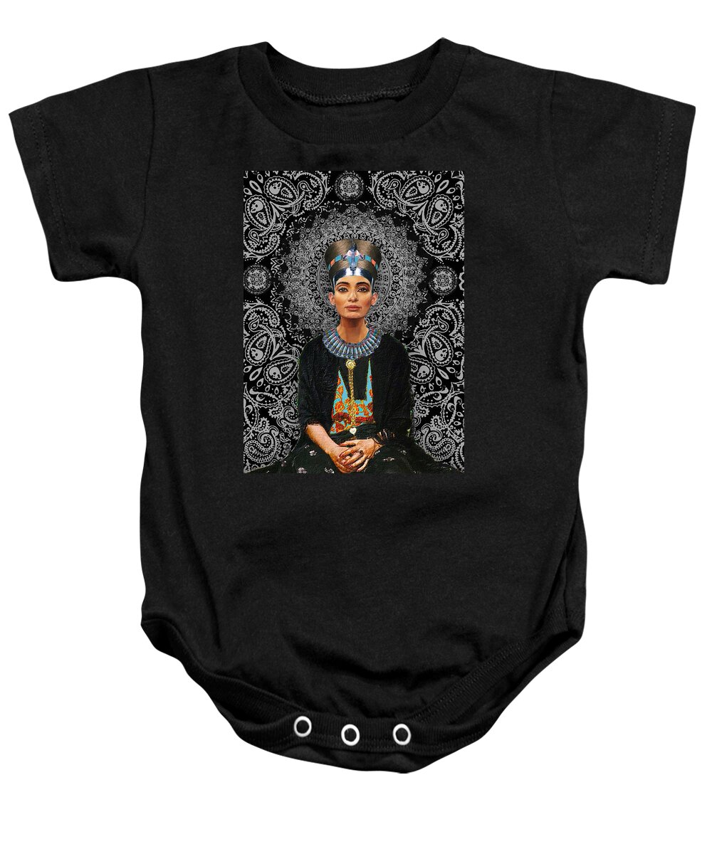 Egyptian Baby Onesie featuring the painting Egyptian Queen Nefertiti T-Shirt by Tony Rubino