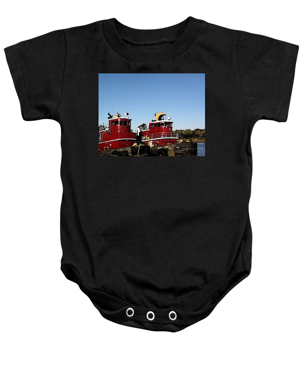 Tug Baby Onesie featuring the photograph Elder Sisters by Lin Grosvenor