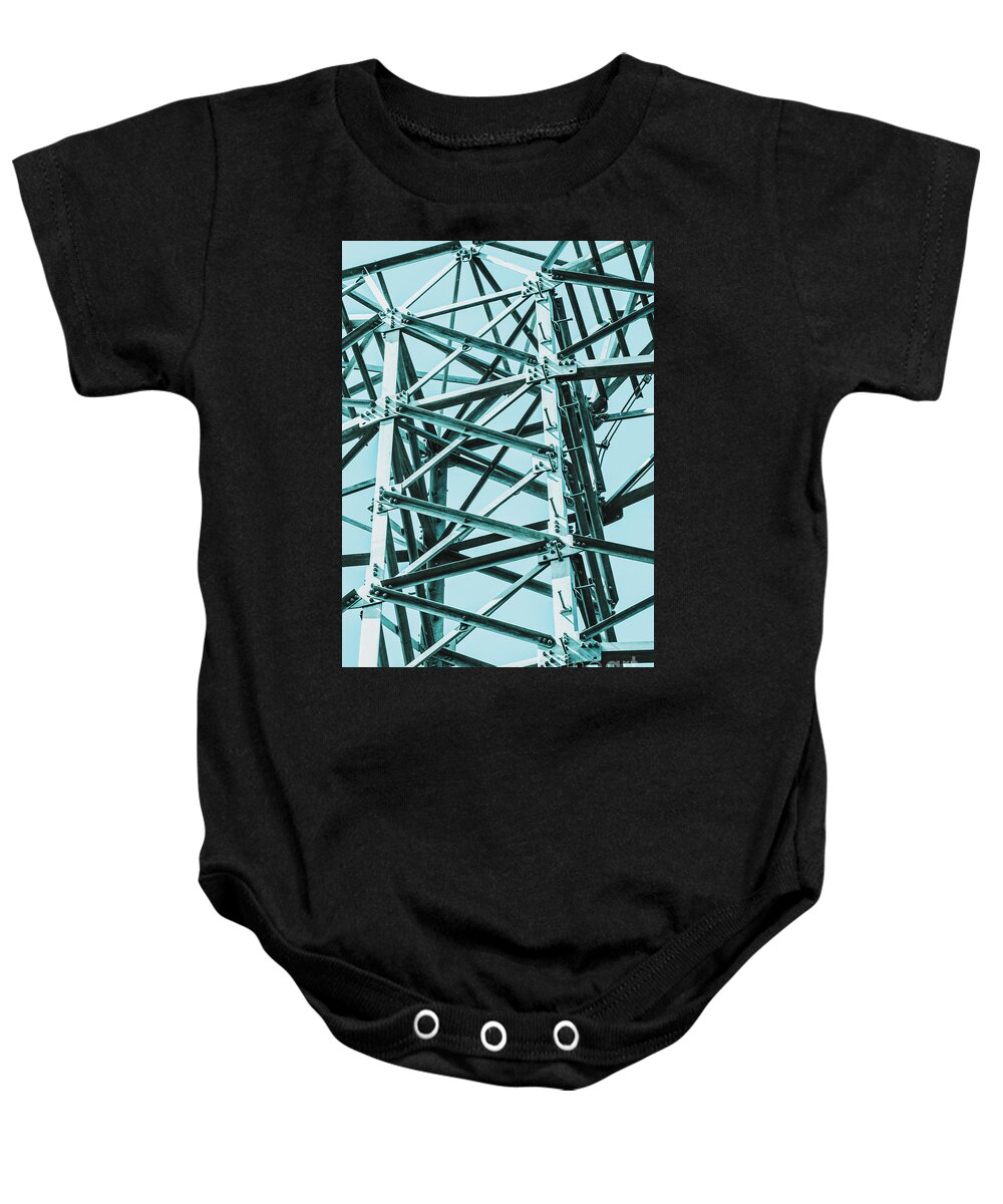 Construction Baby Onesie featuring the photograph Electricity grid by Jorgo Photography