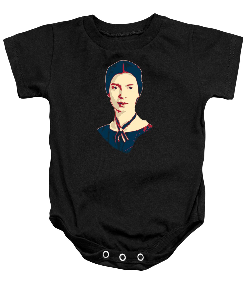 Emily Dickinson Baby Onesie featuring the digital art Emily Dickinson by Megan Miller