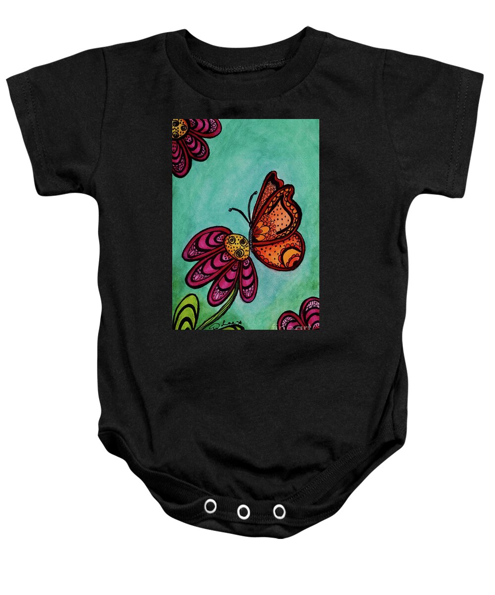 Dorothy Lee Art Baby Onesie featuring the drawing End Of Summer Love by Dorothy Lee