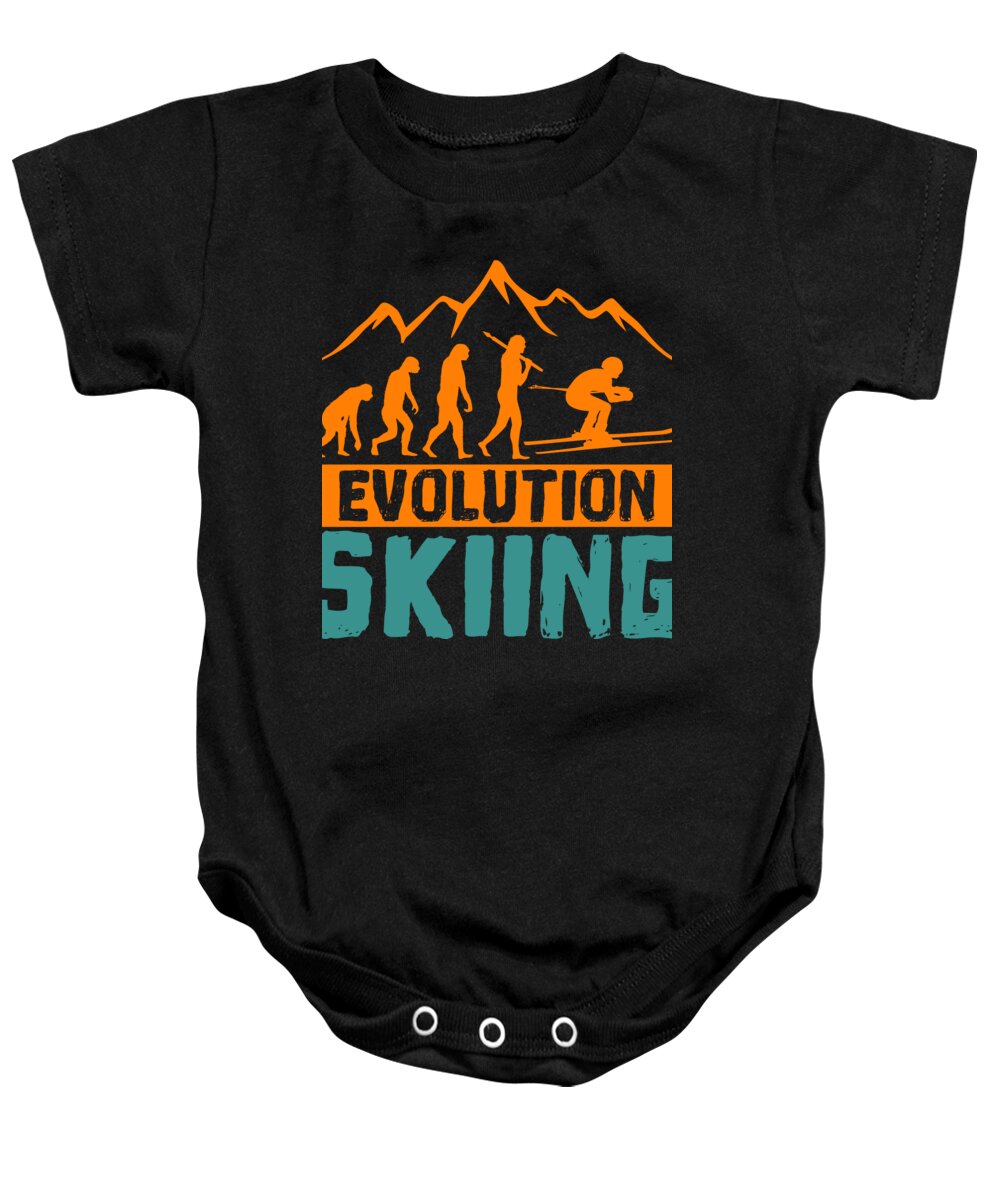 Snow Baby Onesie featuring the digital art Evolution Skiing by Mister Tee