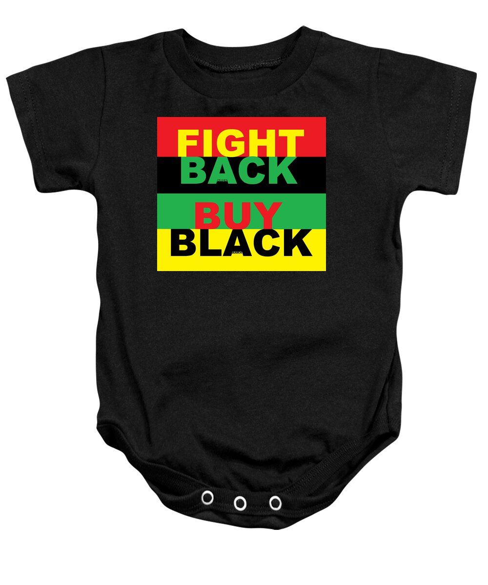 Fight Back-buy Black Baby Onesie featuring the digital art Fight Back Buy Black by Adenike AmenRa