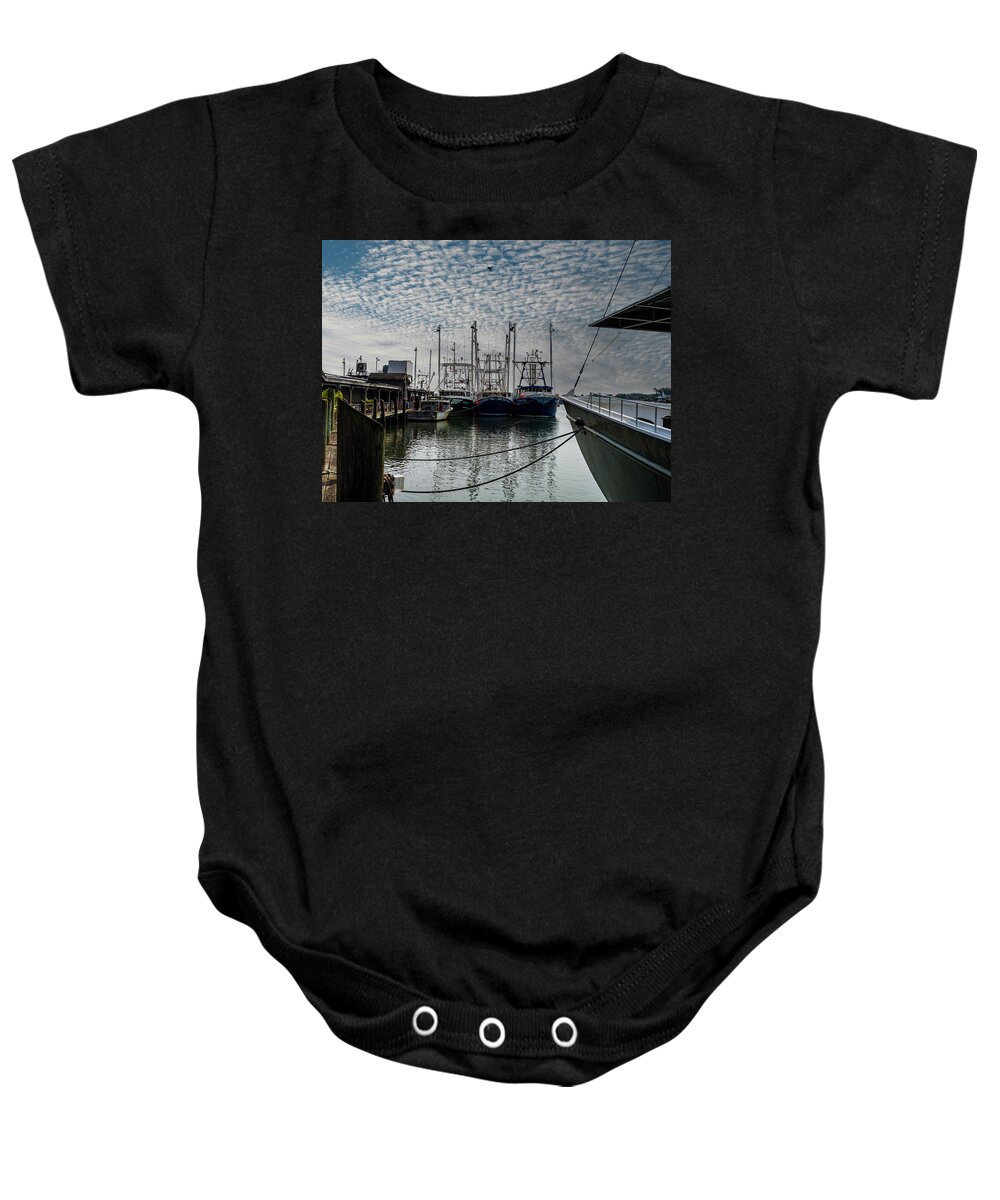 Boats Baby Onesie featuring the photograph Fishing Boats Cape May by Louis Dallara