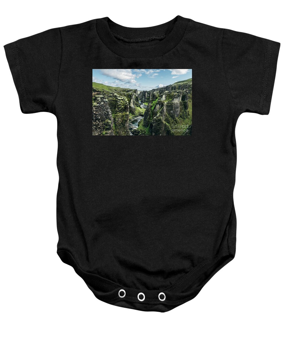 Iceland Baby Onesie featuring the photograph Fjadrargljufur canyon, Iceland by Delphimages Photo Creations
