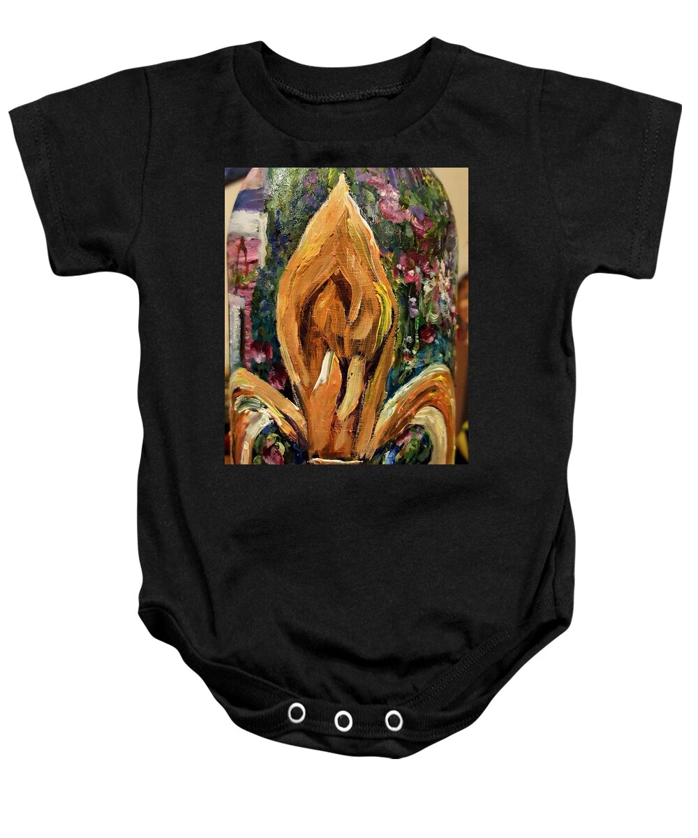 New Orleans Baby Onesie featuring the painting Fleur de lis by Julie TuckerDemps