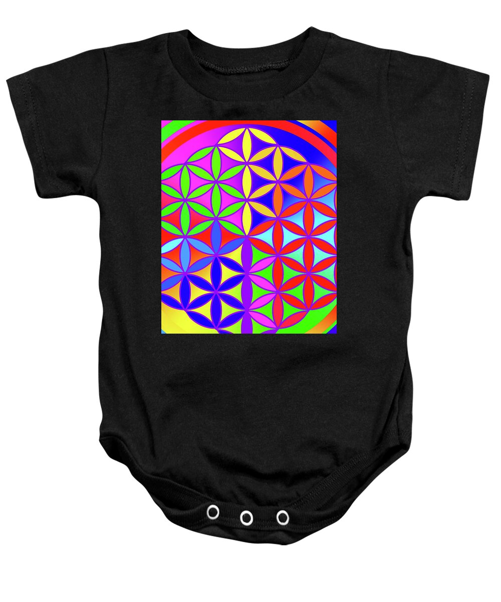 Flower Of Life Baby Onesie featuring the digital art Flower Of Life_2 by Az Jackson