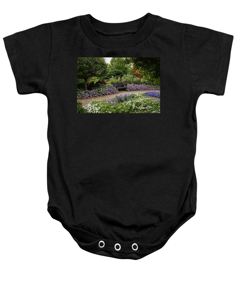 Boerner Botanical Gardens Baby Onesie featuring the photograph Flower Seating by Deb Beausoleil