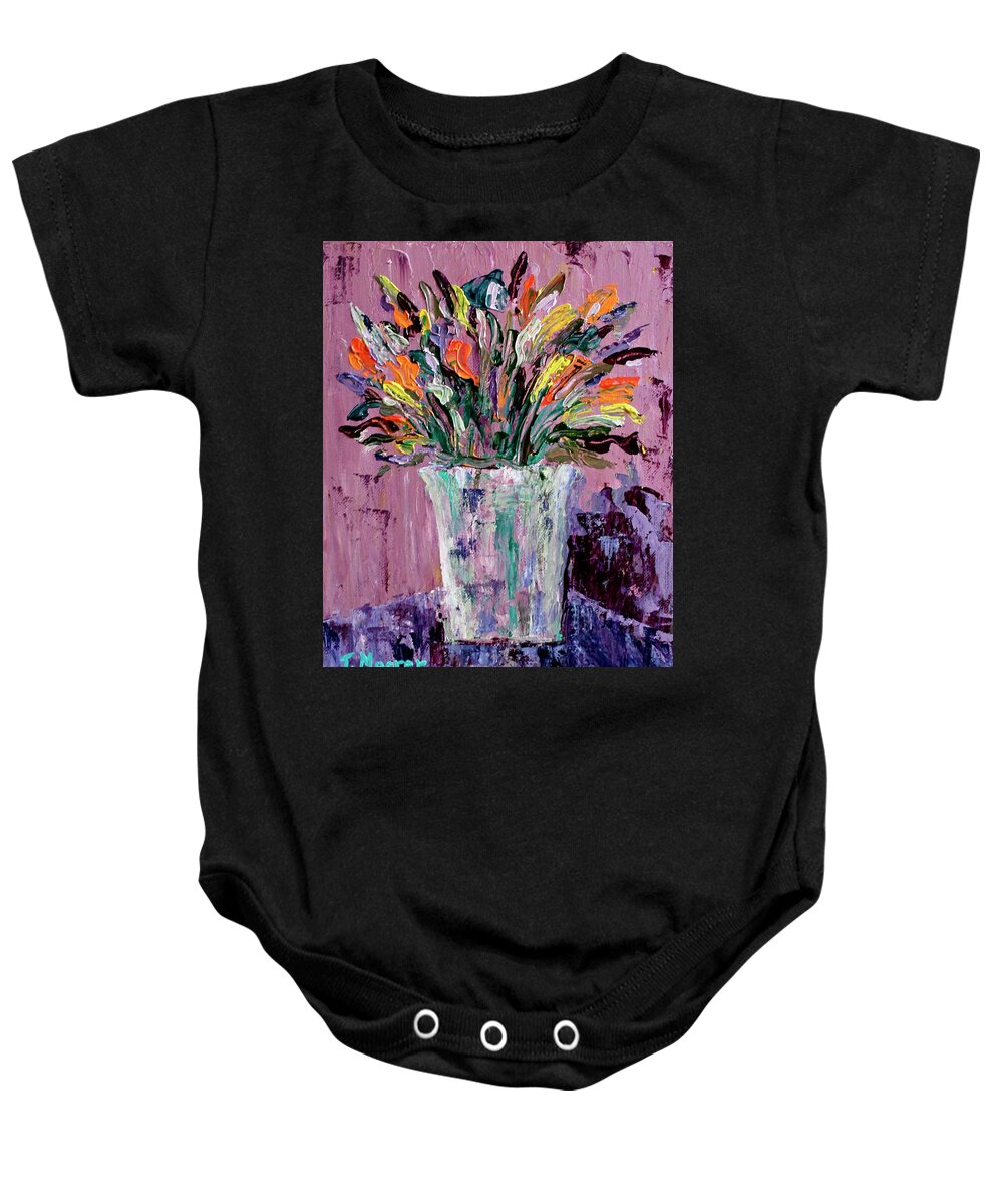 Flowers Baby Onesie featuring the painting Flowers For Amy by Teresa Moerer