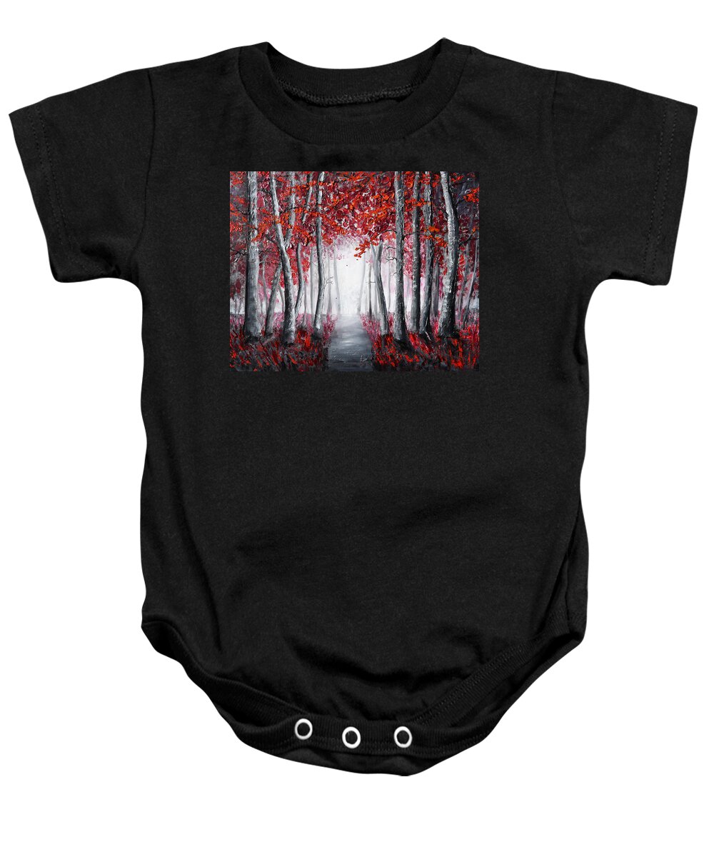 Red Poppies Baby Onesie featuring the painting Forest of Wonder by Amanda Dagg