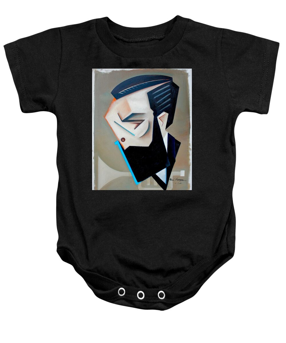 Jazz Baby Onesie featuring the painting Form Theory / a portrait of Josh Lawrence by Martel Chapman