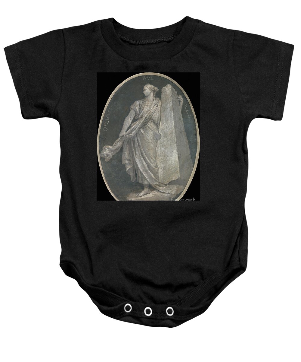 1760 Baby Onesie featuring the relief Fortitude, 1760 by Workshop of Giovanni Battista Tiepolo