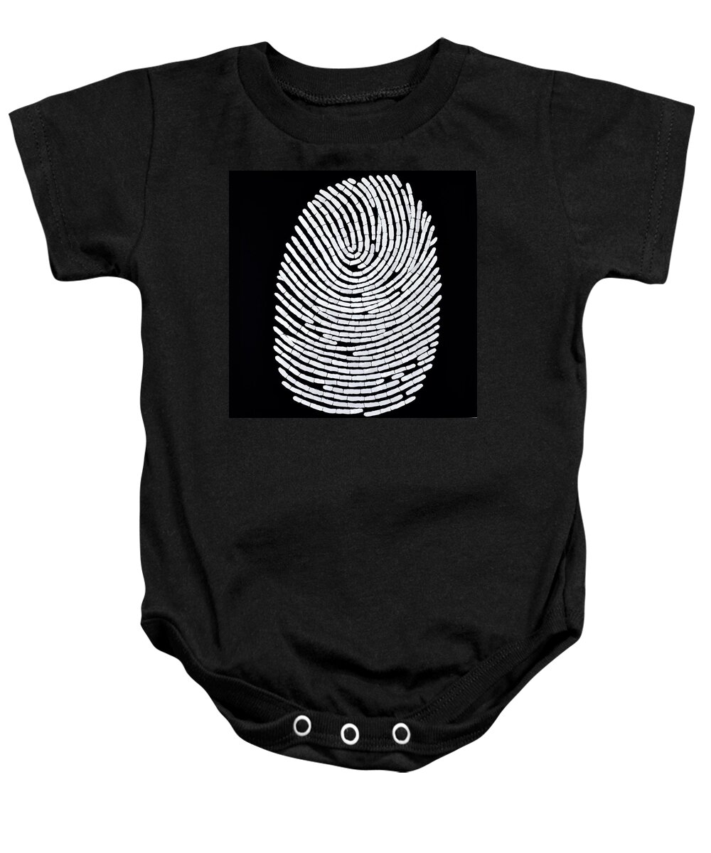 Thumb Print Baby Onesie featuring the mixed media Frack by Tony Cepukas
