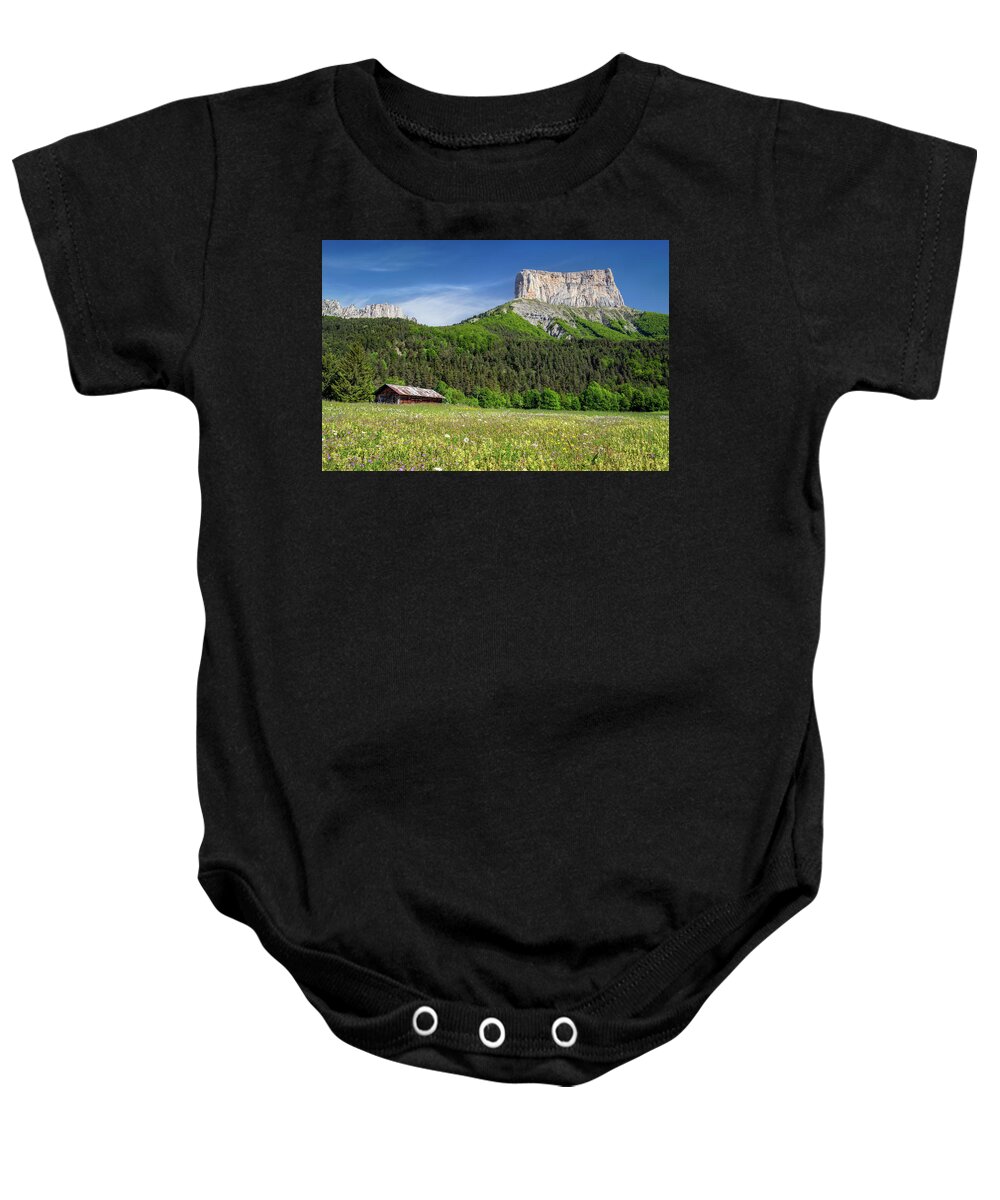 Wild Baby Onesie featuring the photograph France - the Mont Aiguille in Trieves by Olivier Parent
