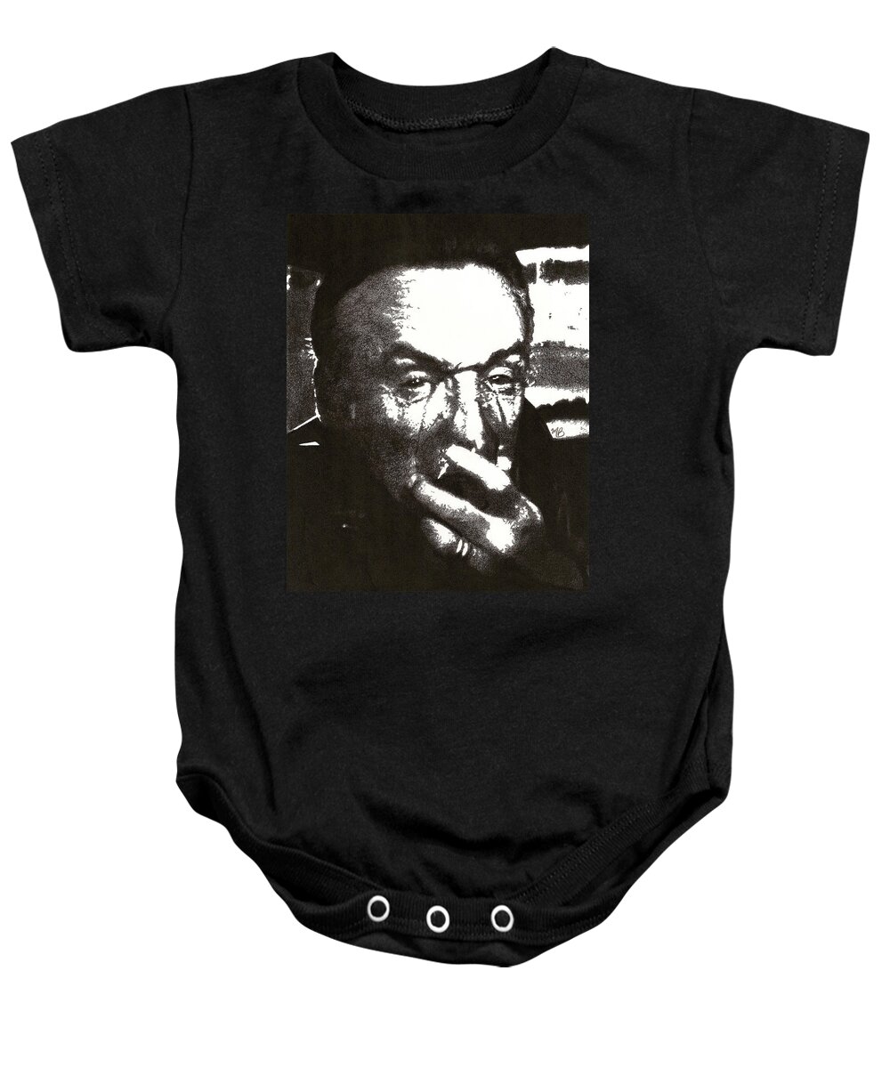 Movie Baby Onesie featuring the drawing Frank Booth by Mark Baranowski