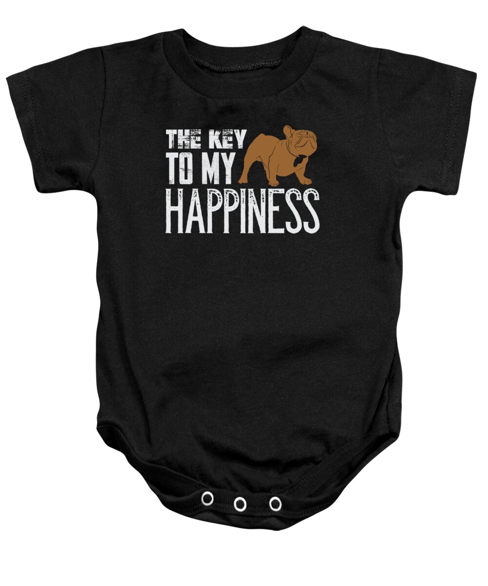 Frenchie Baby Onesie featuring the digital art French Bulldog The Key To My Happiness by Jacob Zelazny
