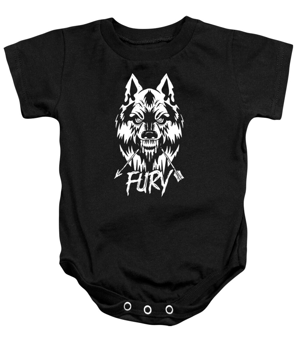 Wolf Baby Onesie featuring the digital art Fury Wolf by Tinh Tran Le Thanh