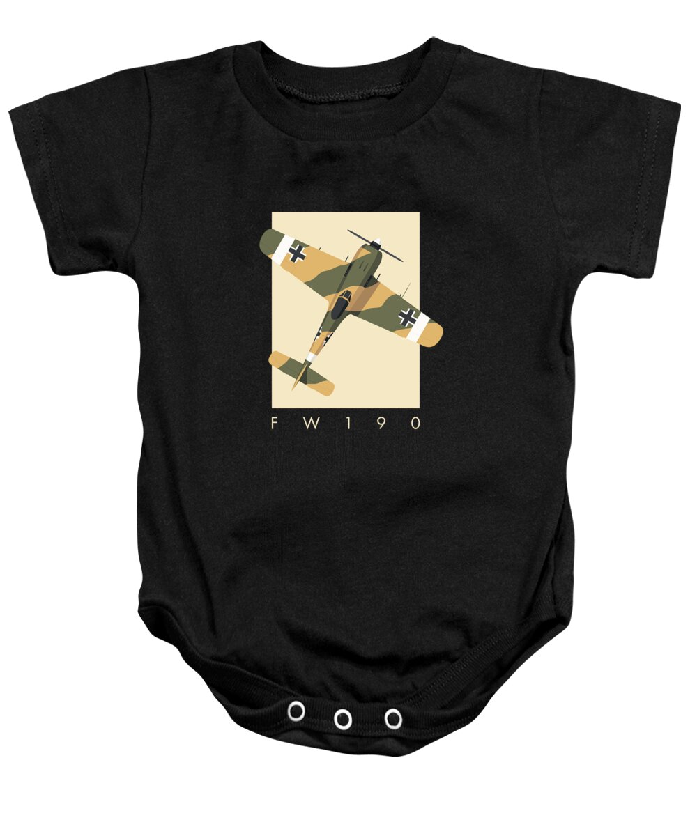 Aircraft Baby Onesie featuring the digital art Fw-190 German WWII Fighter Aircraft - Tan by Organic Synthesis