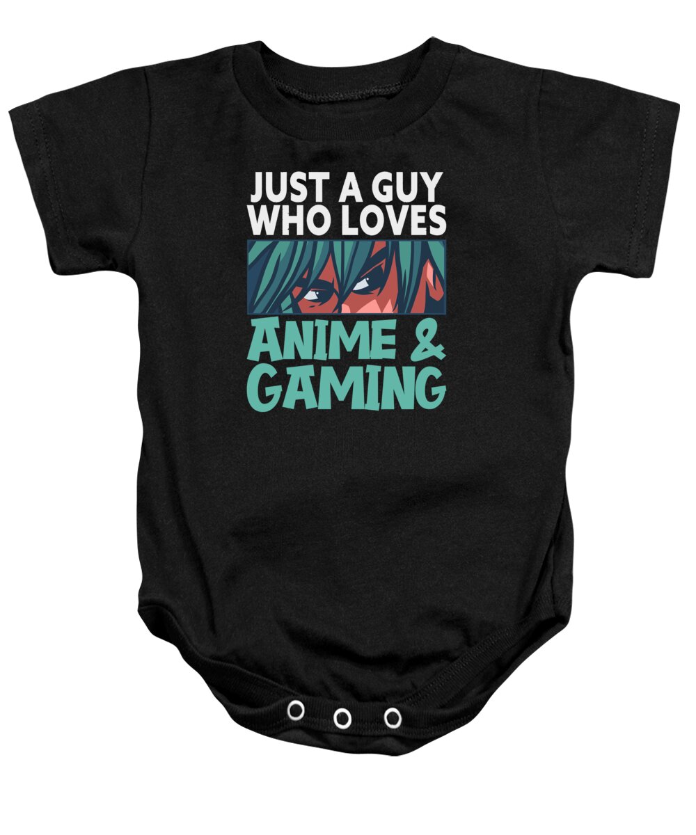Gamer Guy Baby Onesie featuring the digital art Gamer Video Games Anime Lover Gaming by Toms Tee Store