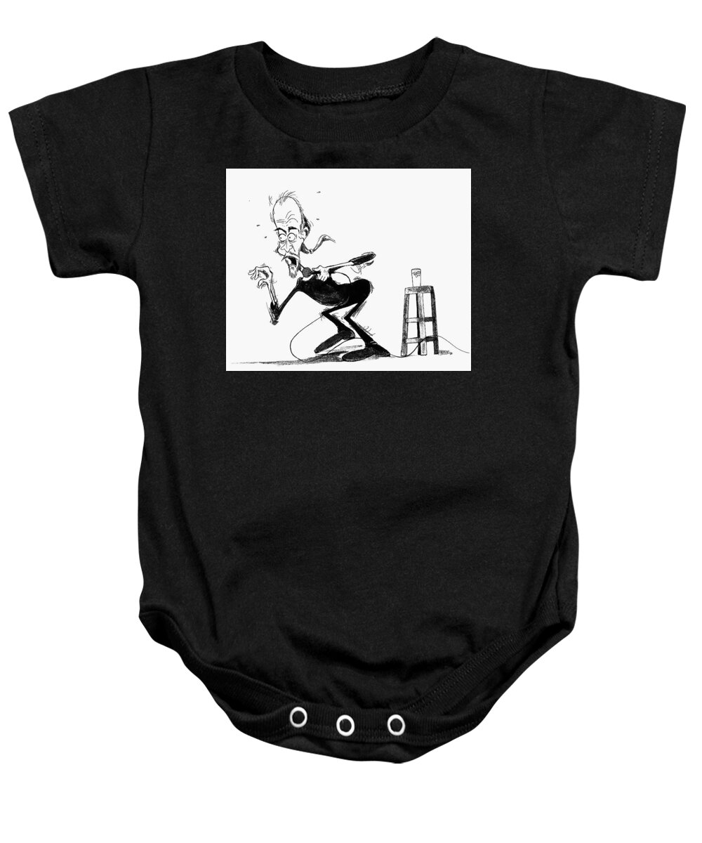 George Baby Onesie featuring the drawing George Carlin by Michael Hopkins